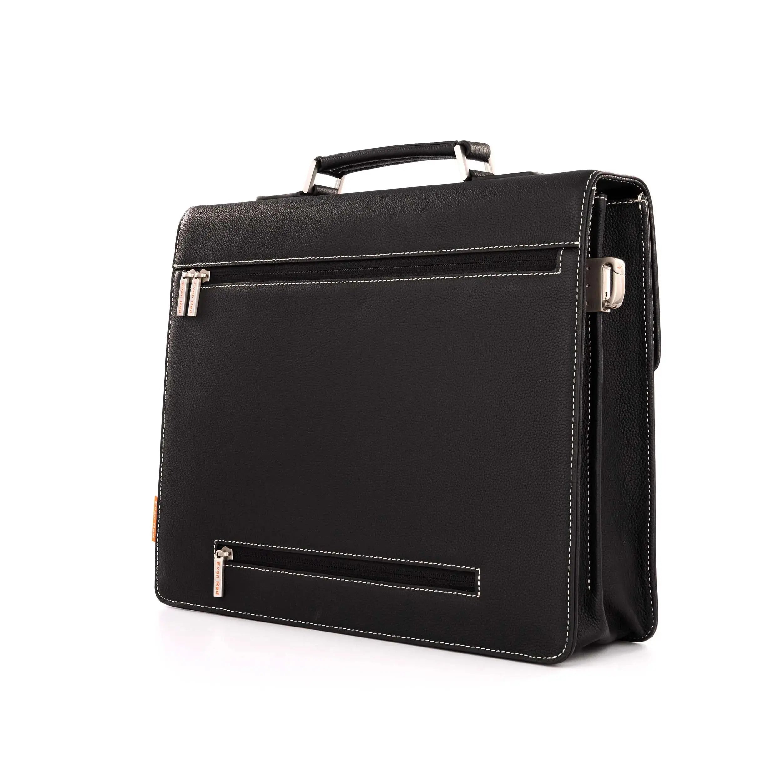 The Classic Briefcase - Black Evan Red